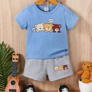 Kids unisex tees with half pant set