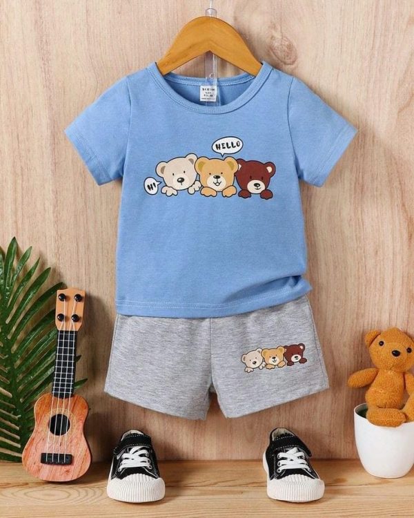 Kids unisex tees with half pant set