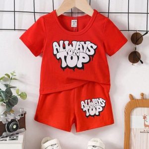 Kids unisex tees with half pant set