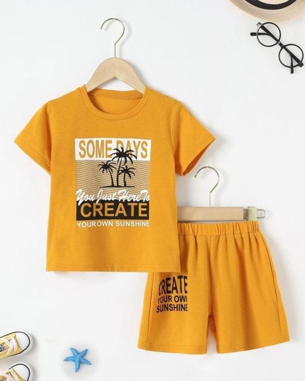 Kids unisex tees with half pant set