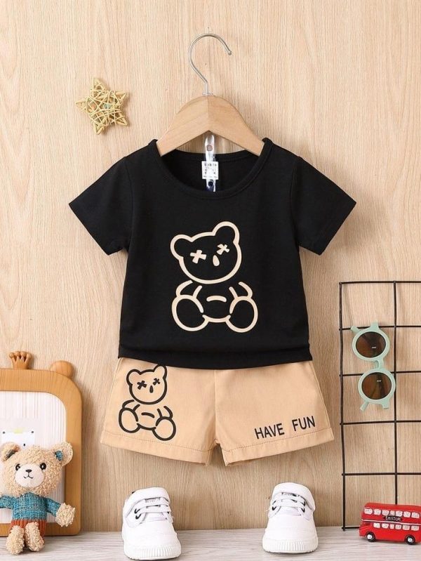 Kids unisex tees with half pant set